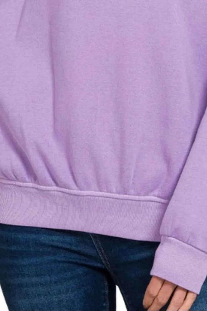 Zenana Soft Fleece Pigment Dye Round-neck Sweatshirts