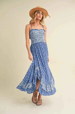 Aemi + Co Ditsy Floral Ruffled Hem Maxi Cami Dress