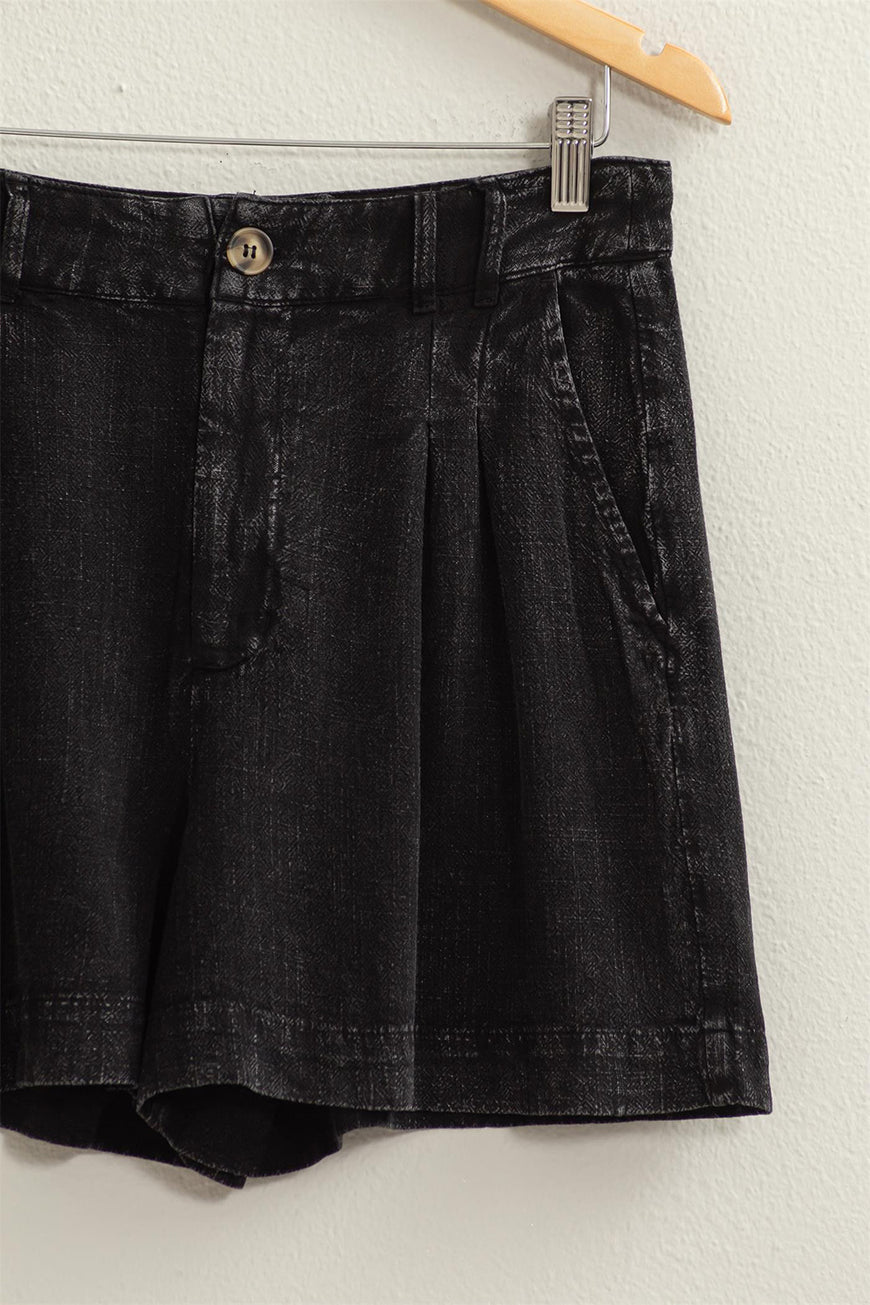 HYFVE High Waist Pleated Linen Shorts - TopFashionHQ