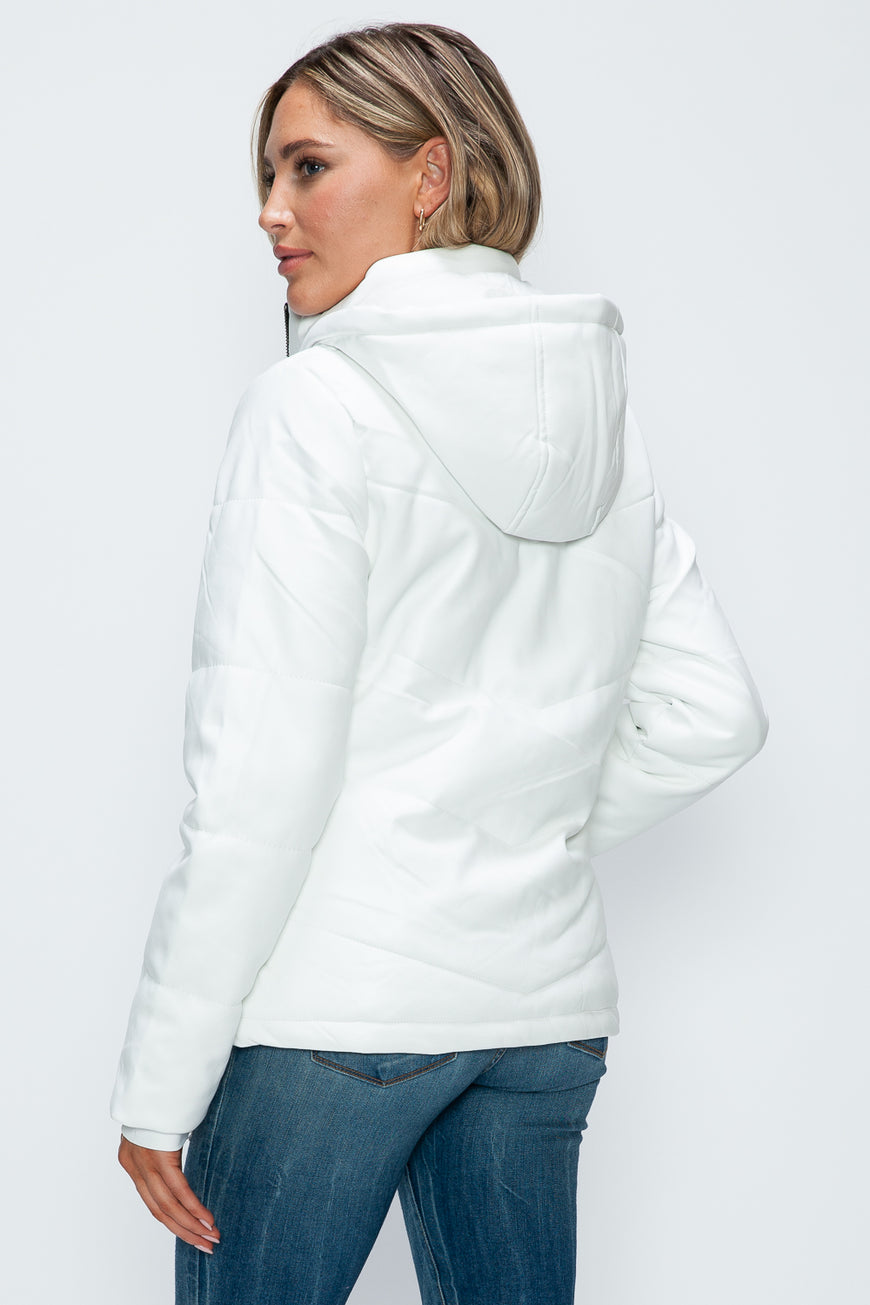 How Dare U Pocketed Zip Up Puffer Jacket with Removable Hood - TopFashionHQ