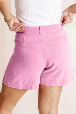 HYFVE High Waist Pleated Linen Shorts