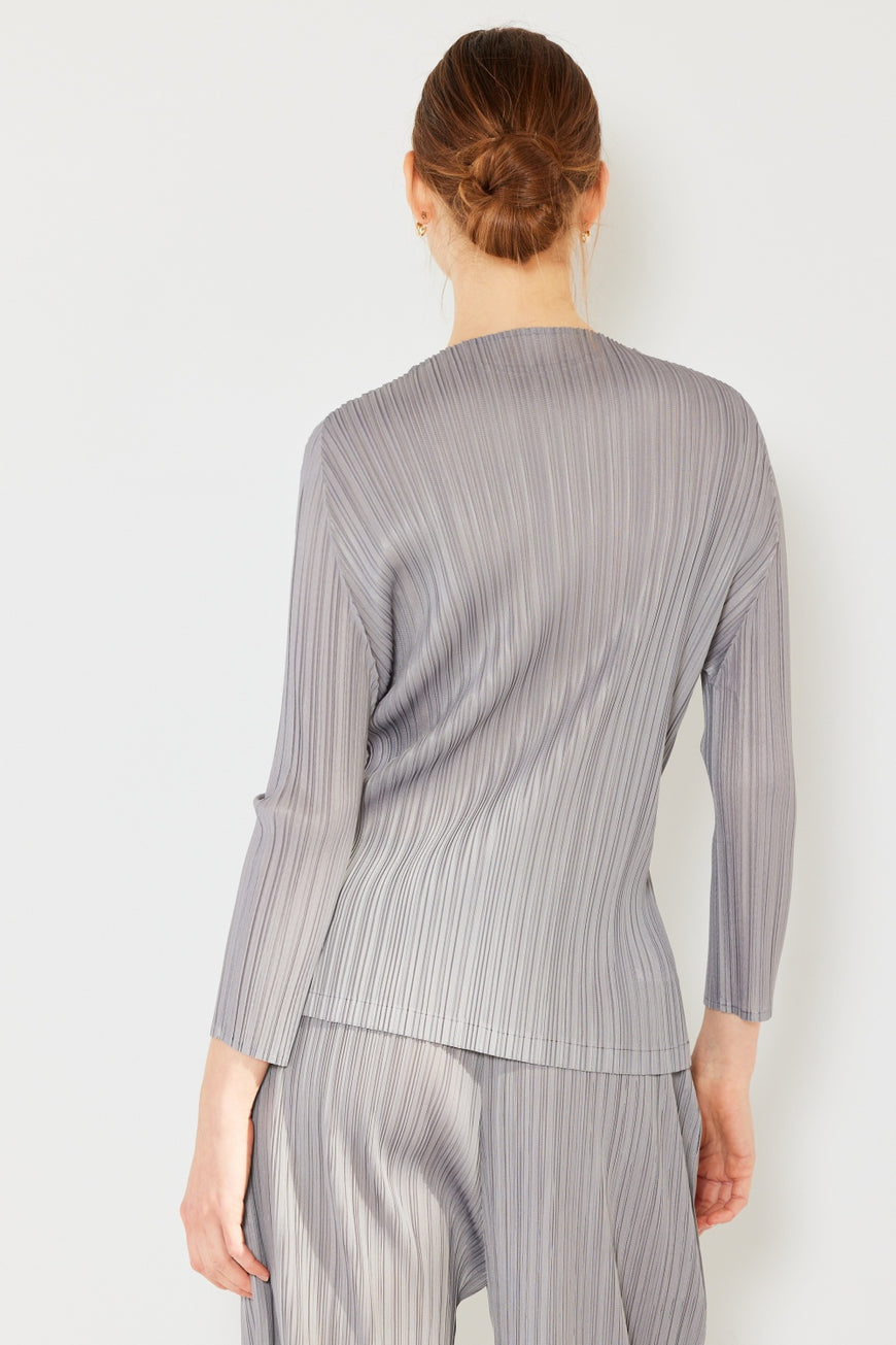 Marina West Swim Pleated Long Sleeve Boatneck Top - TopFashionHQ