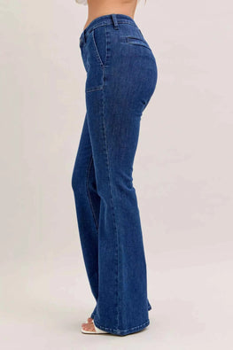 Judy Blue High Waist Flare Jeans with Front Patch Pockets