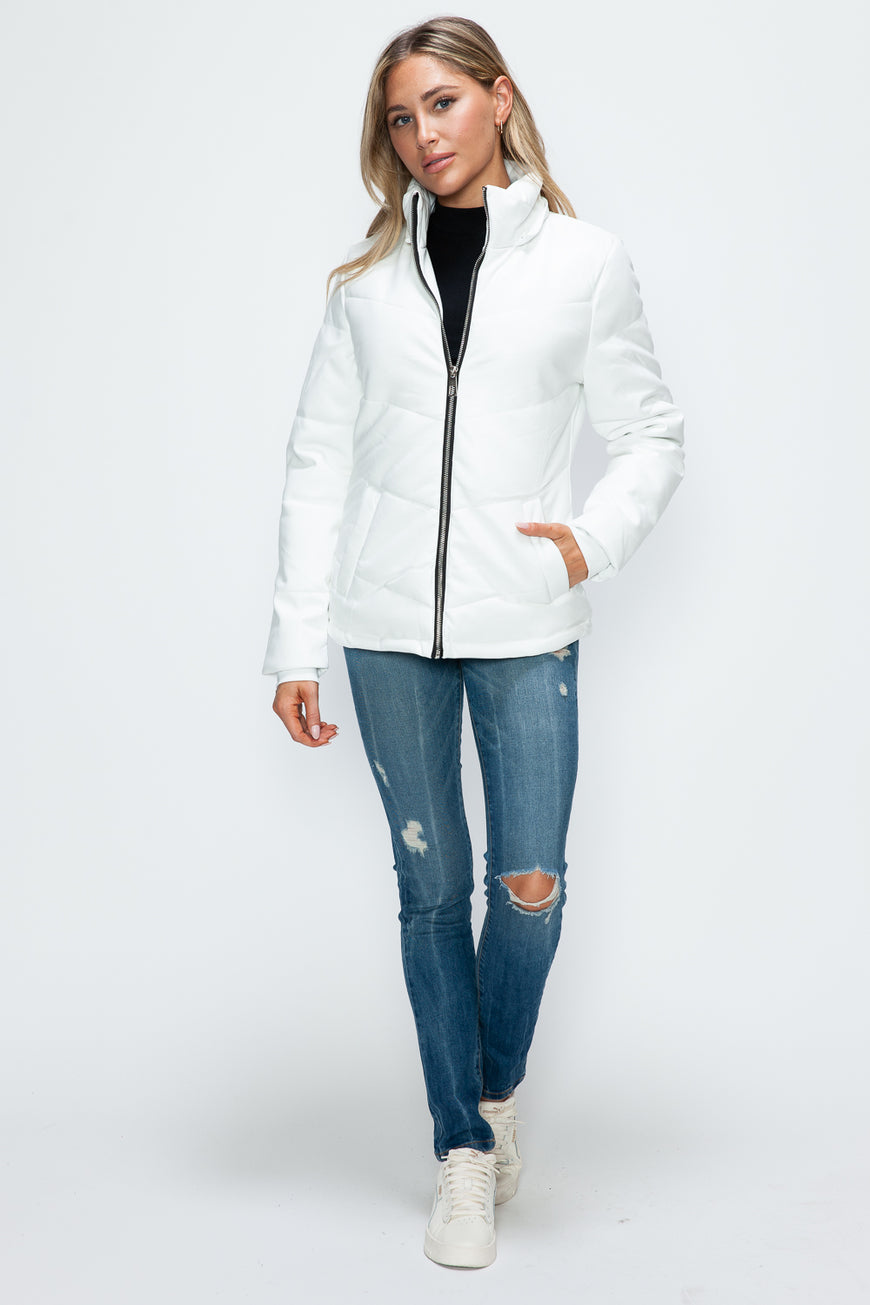 How Dare U Pocketed Zip Up Puffer Jacket with Removable Hood - TopFashionHQ
