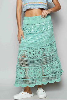 POL Lace Tiered Midi Skirt