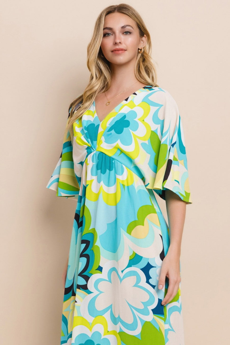 ODDI Floral Printed Slit Maxi Dress - TopFashionHQ