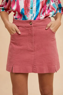 Annie Wear Comfort Stretch Cotton Slit Detailed Mini Skirt