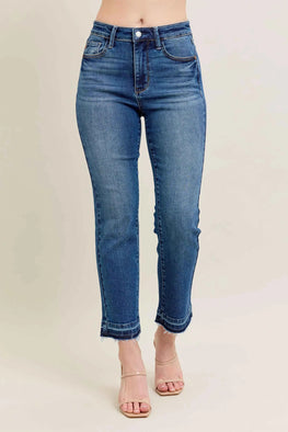 Judy Blue Full Size Hw Vintage Wash Release Hem Kick Flare Jeans Plus Size
