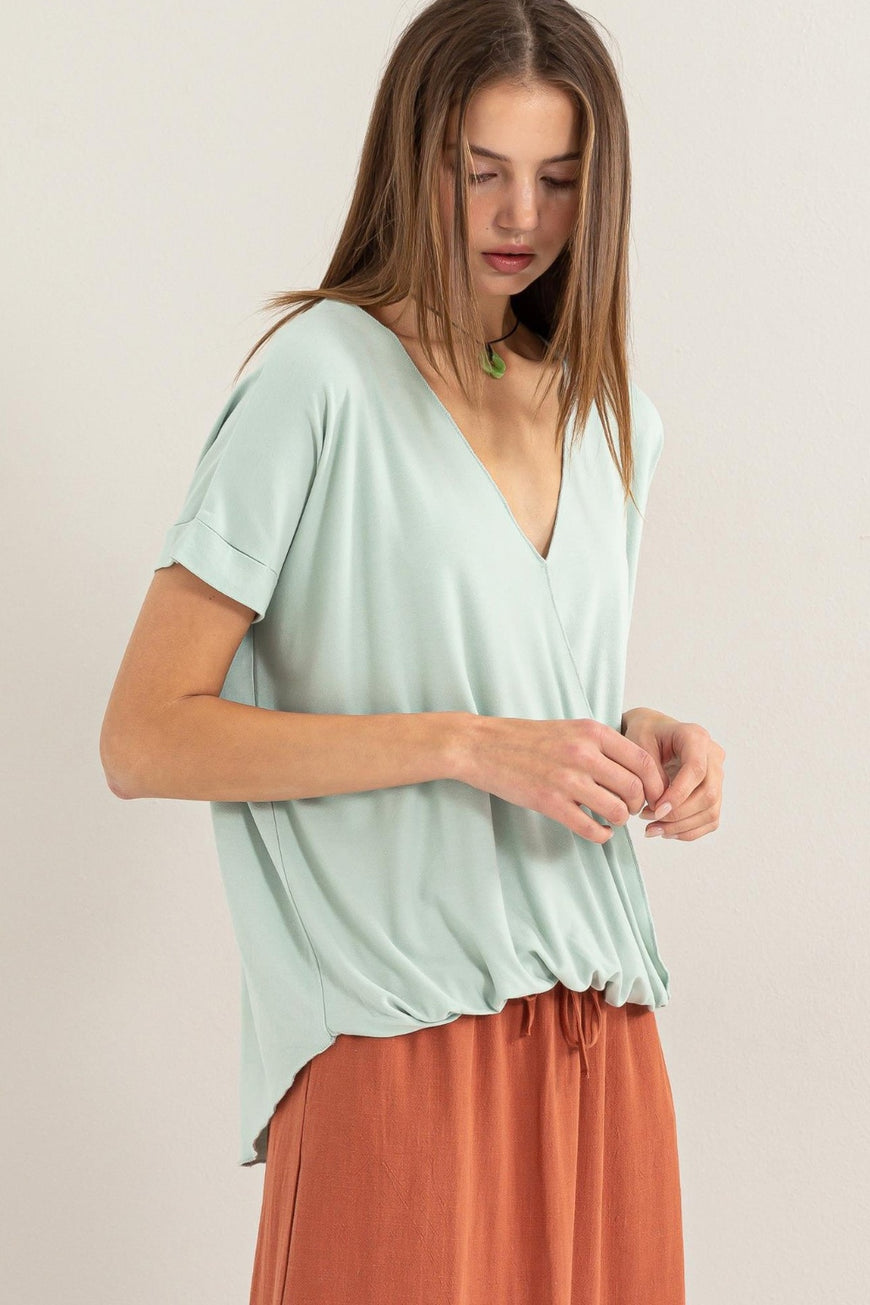 HYFVE Short Sleeve Surplice Top - TopFashionHQ