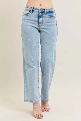 Judy Blue Full Size High Waist Stone Wash Straight Jeans Plus Size