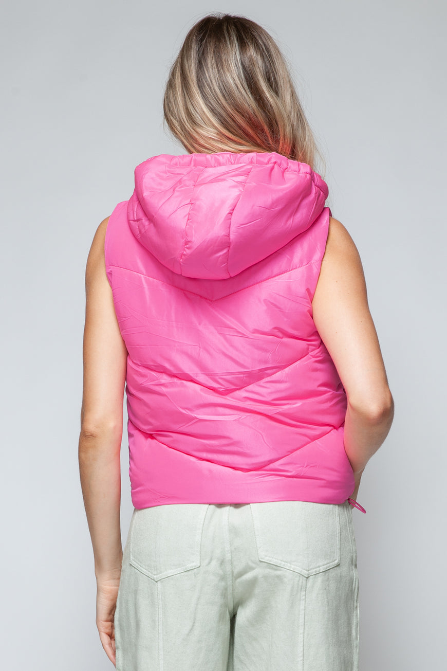 Snobbish Zip Up Quilted Hooded Vest - TopFashionHQ
