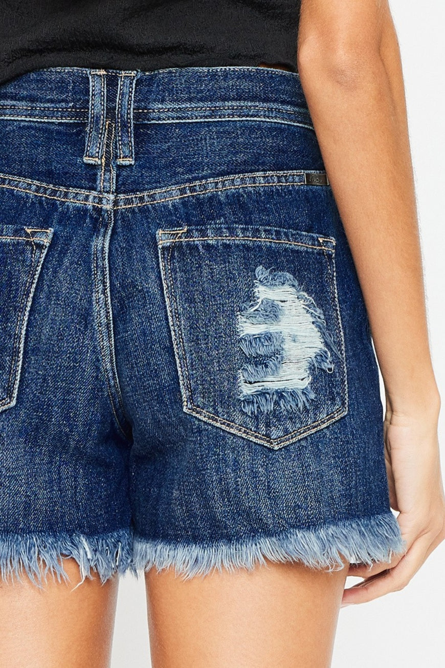 Kancan Raw Hem Button-Fly Denim Shorts - TopFashionHQ