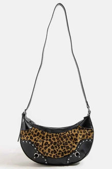 Fame Leopard Print Half Moon Shoulder Bag