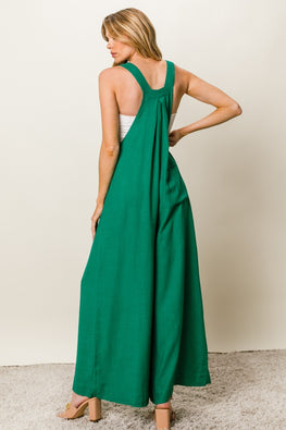 BiBi Texture Sleeveless Wide Leg Jumpsuit - TopFashionHQ