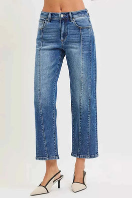 RISEN High Rise Crop Straight Jeans