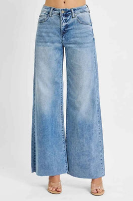 RISEN Full Size Tummy Control High Rise Ankle Palazzo Jeans Plus Size