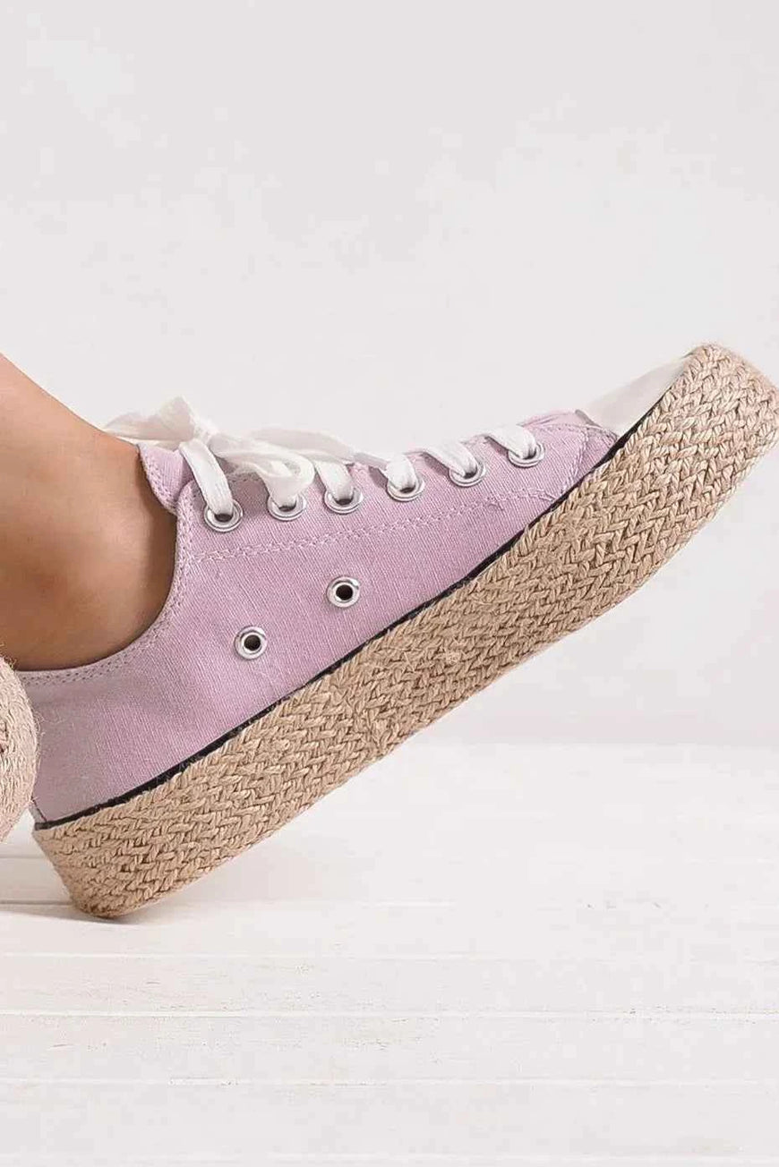 Beast Fashion Lace Up Woven Espadrille Sole Sneakers