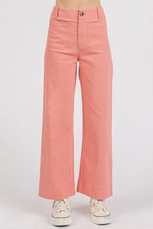 Mittoshop Twill Patch Pocket High Rise Wide Leg Pants