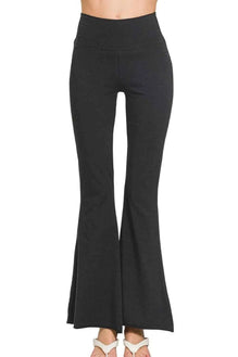 Zenana Raw Edge Hem Flare Yoga Pants