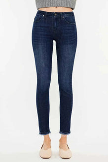 Kancan High-Rise Slim Fit Raw Hem Ankle Jeans