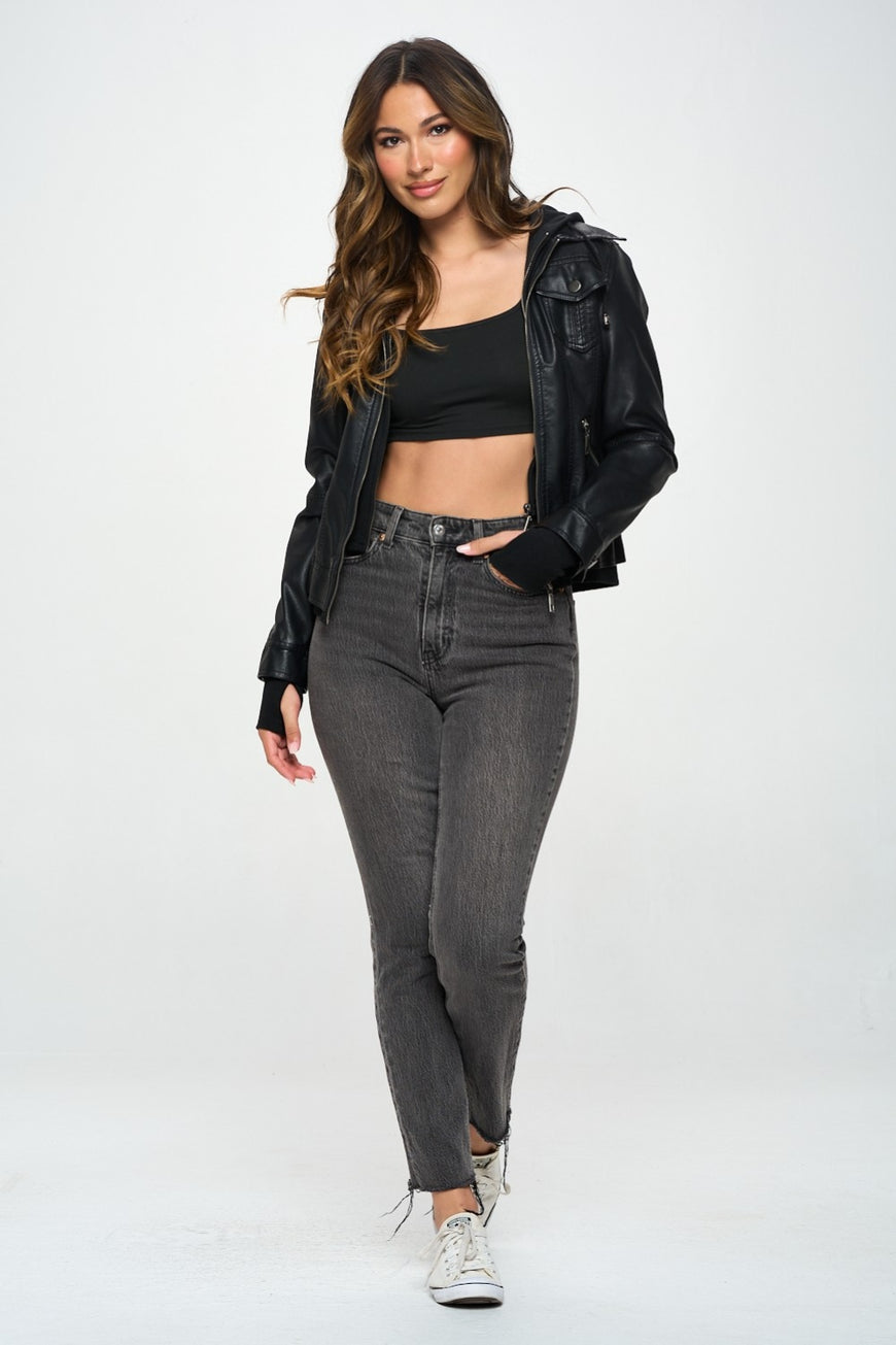 Coalition LA Double Zip Hooded Long Sleeve Jacket - TopFashionHQ