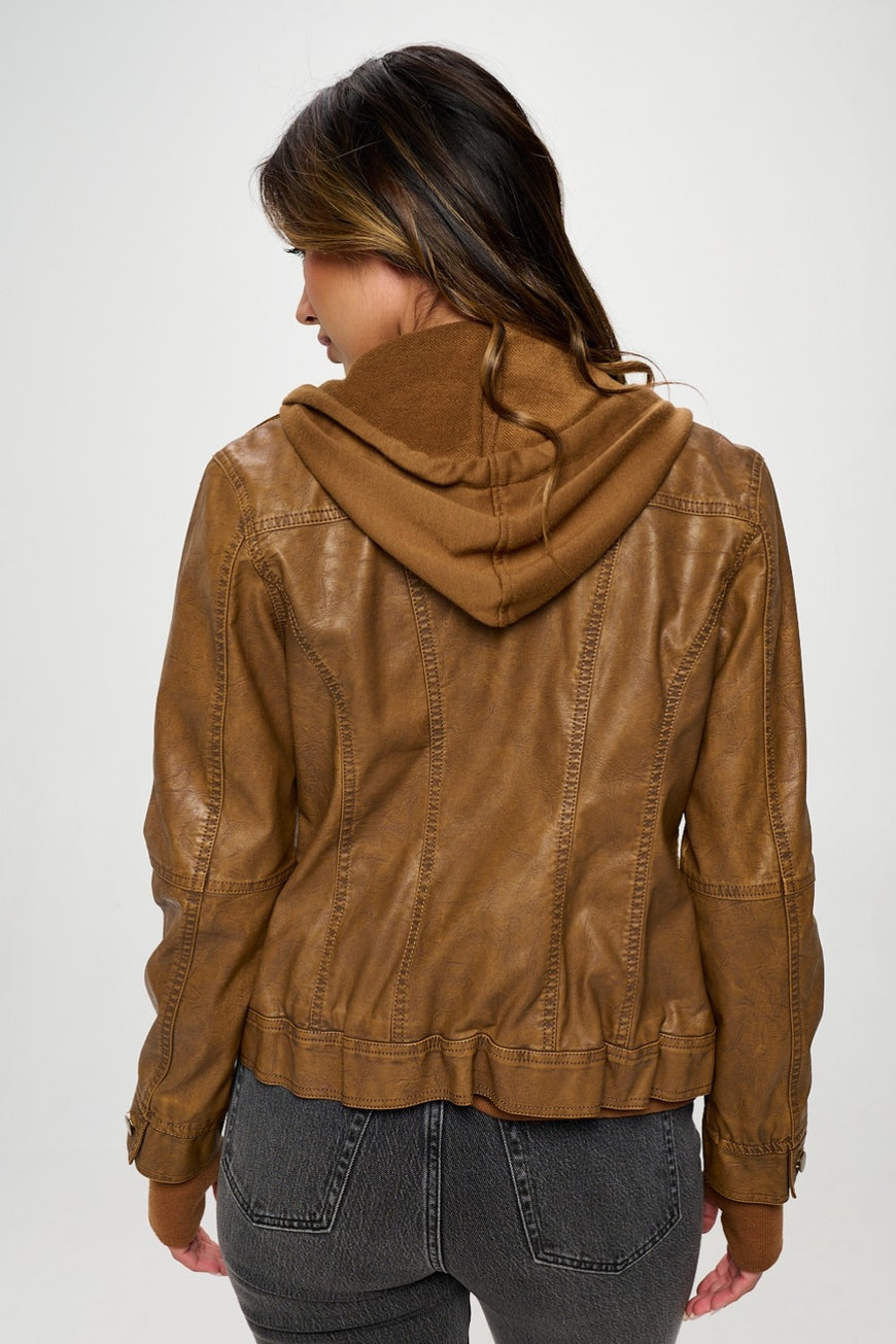Coalition LA Double Zip Hooded Long Sleeve Jacket - TopFashionHQ