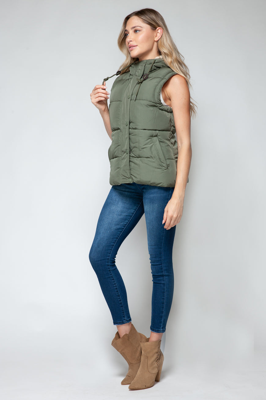 Snobbish Snap and Zip Closure Hooded Vest - TopFashionHQ