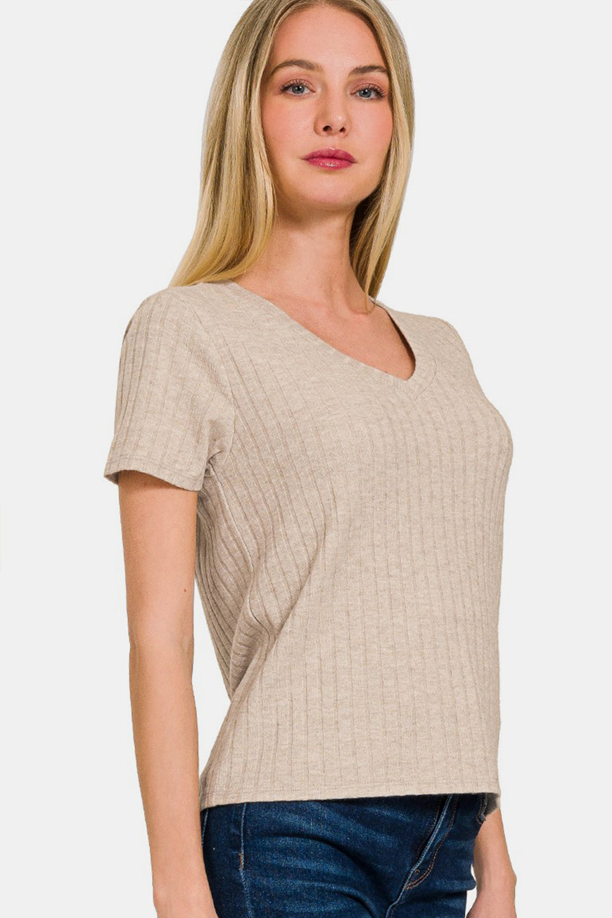 Zenana Ribbed Short Sleeve T-Shirt