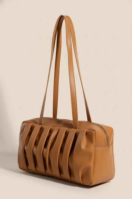 Fame Pleated Leather Rectangle Hand Bag