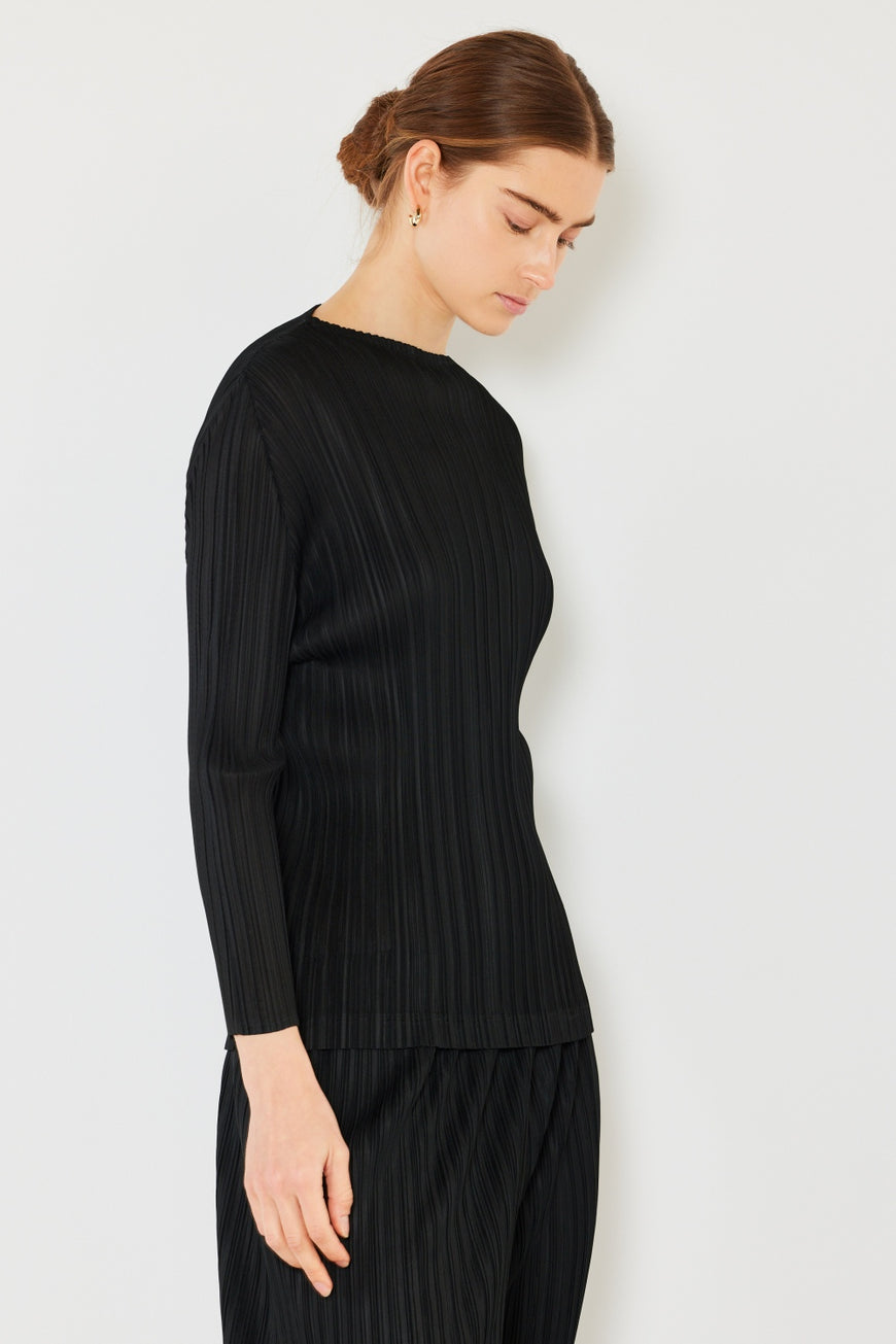 Marina West Swim Pleated Long Sleeve Boatneck Top - TopFashionHQ