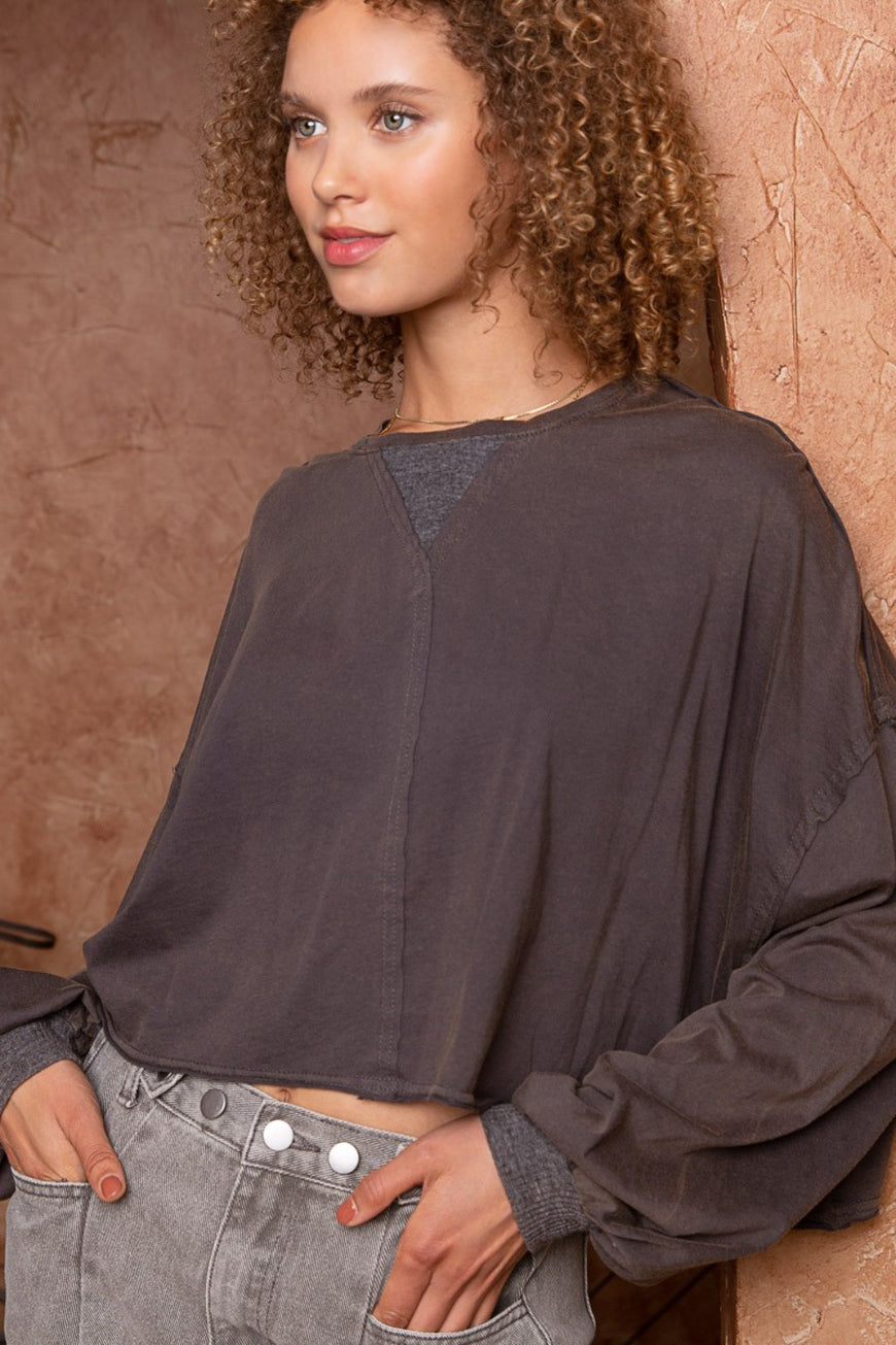 POL Cropped Long Sleeve Top - TopFashionHQ