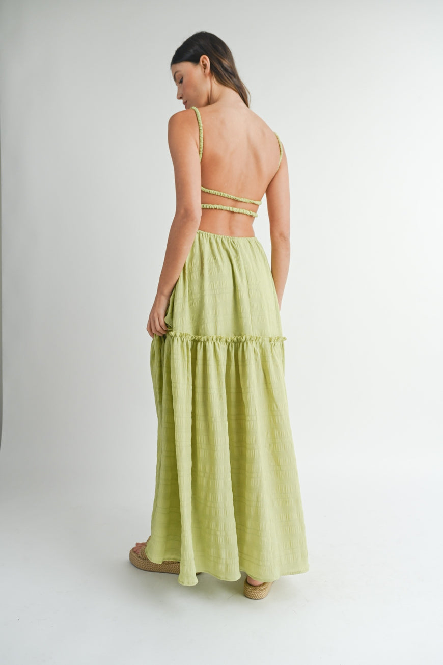 MABLE Cutout Waist Backless Maxi Dress - TopFashionHQ