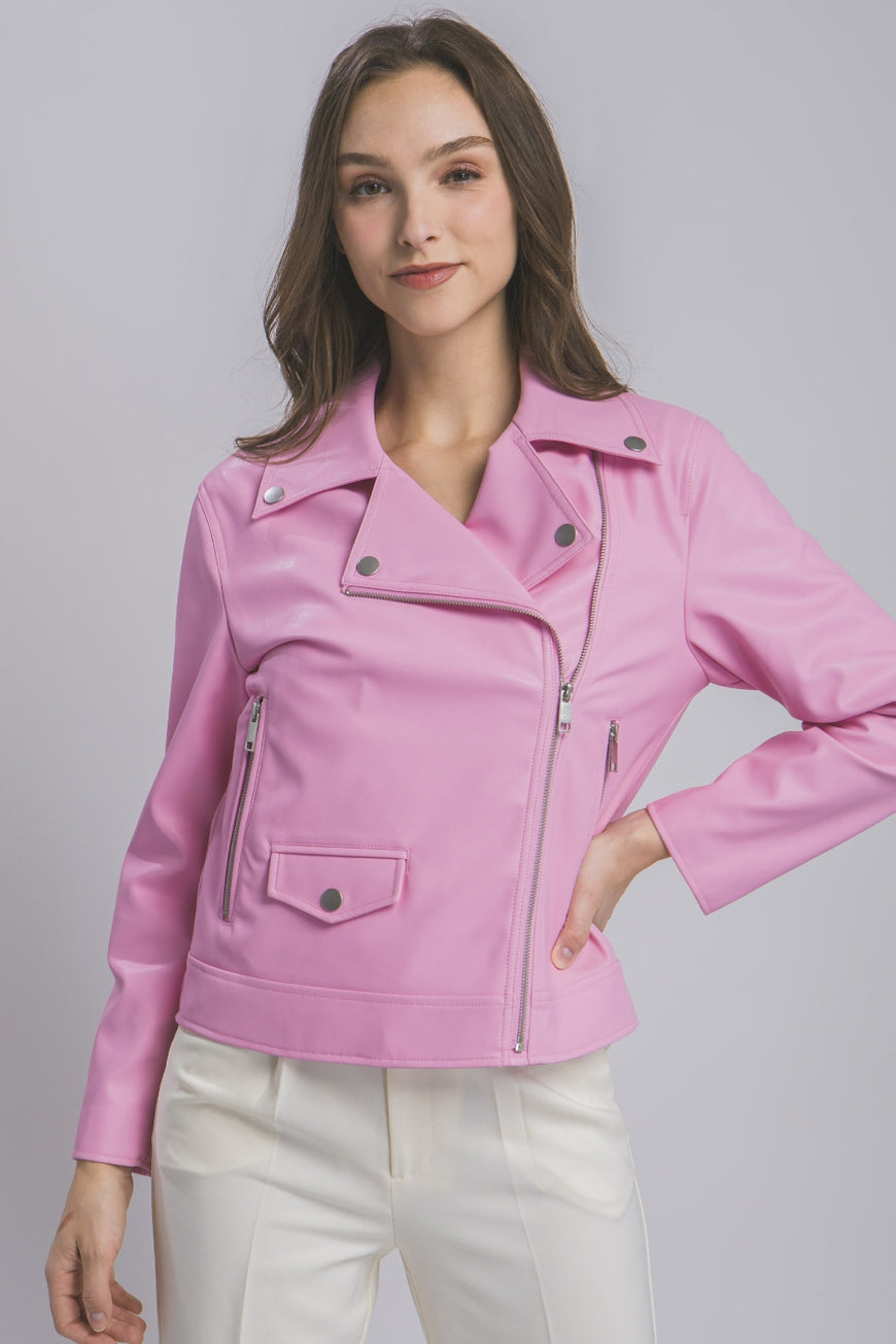 Love Tree Collared Neck Zip Up Jacket - TopFashionHQ