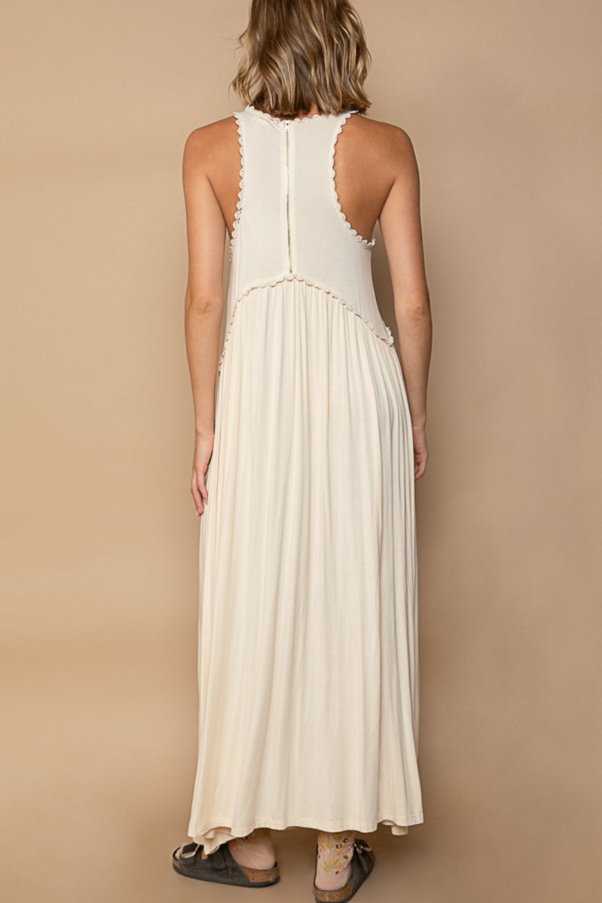 POL Sleeveless Back Zipper Front Slit Maxi Dress - TopFashionHQ