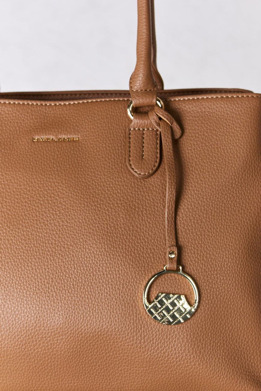 David Jones Structured Leather Handbag - TopFashionHQ