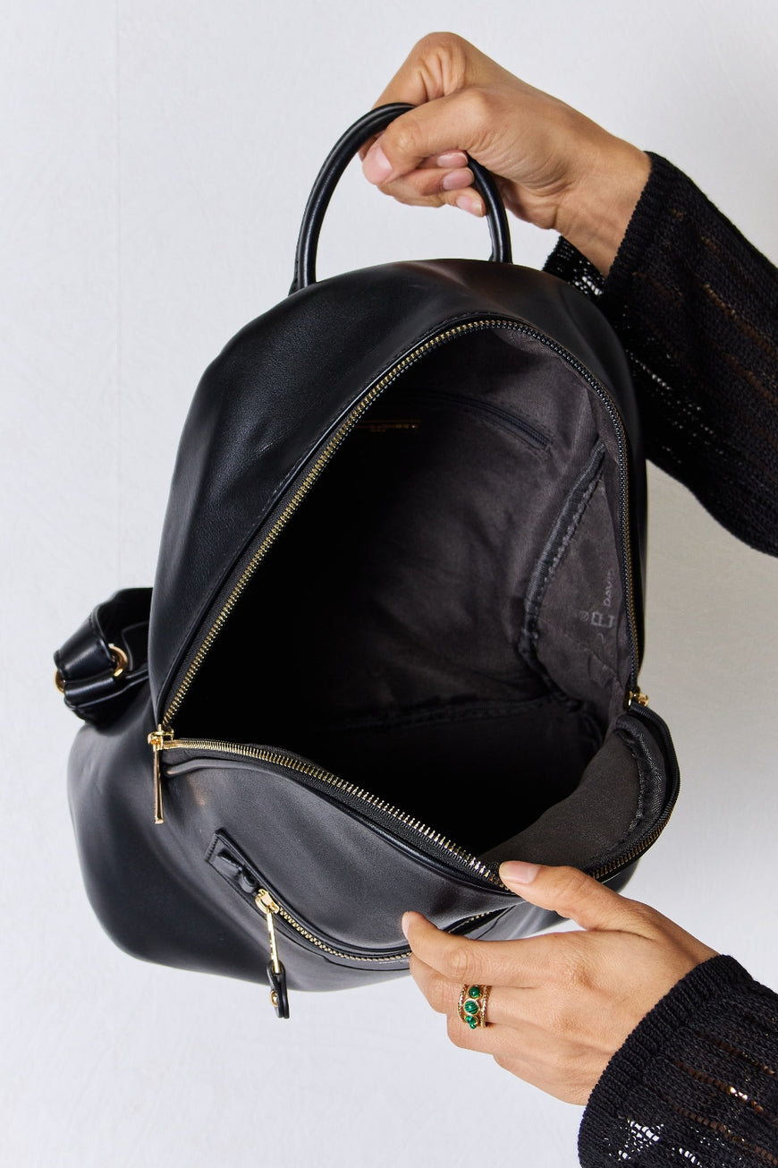 David Jones PU Leather Backpack - TopFashionHQ