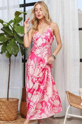ADORA Print Spaghetti Strap Maxi Dress