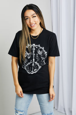 mineB Full Size Butterfly Graphic Tee Shirt - TopFashionHQ