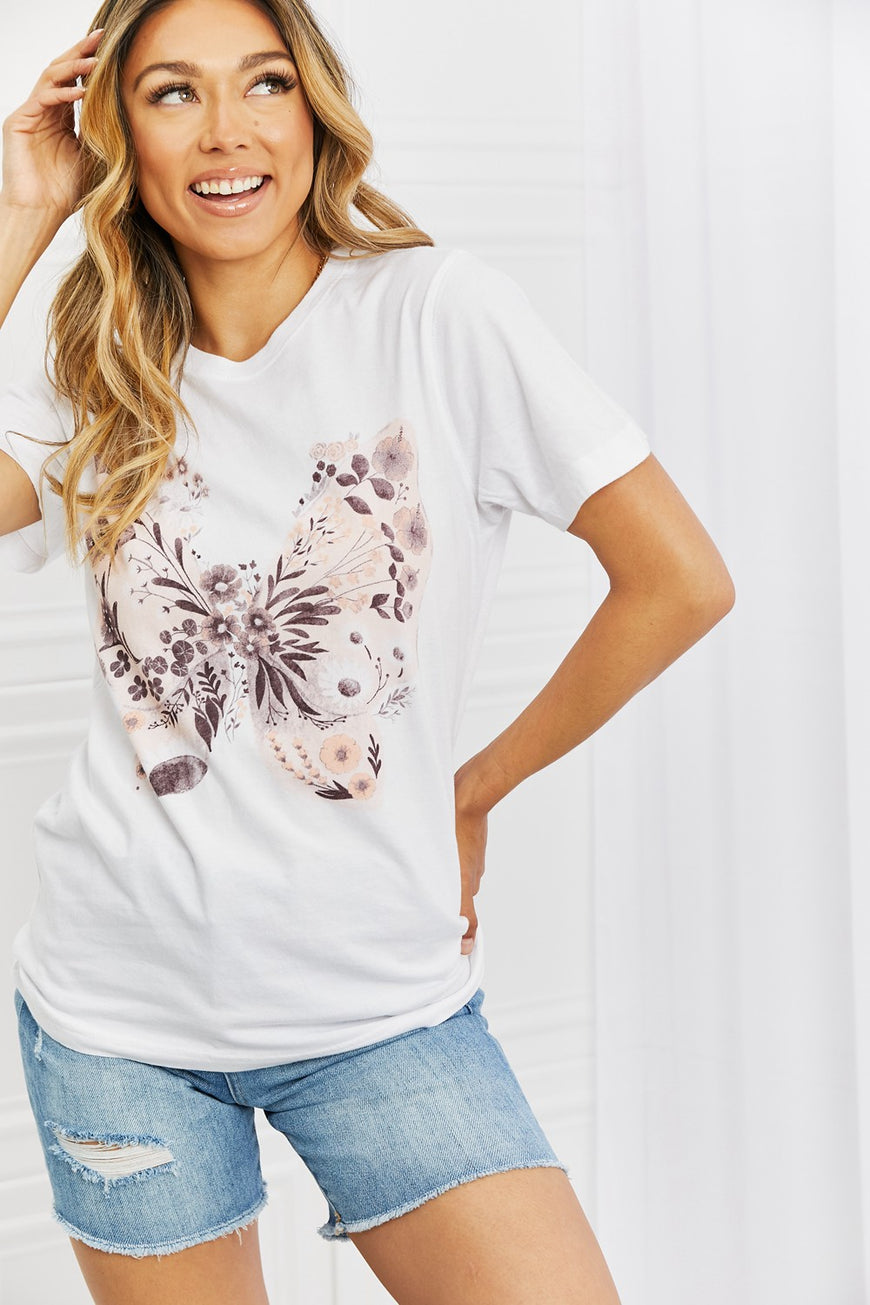 mineB You Give Me Butterflies Graphic T-Shirt - TopFashionHQ